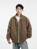 Chaqueta de algodón tipo Harrington estilo americano para otoño e invierno para hombre, cuello alto, estilo béisbol, abrigo de algodón khaki limpio para pareja