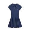Vestido Verão Spice Girl Sexy Gola Polo Estilo College Feminino 2024 com Botões Design de Strass Quente Saia de Cintura Alta