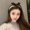 Diadema de Orejas de Conejo Estilo Chanel para Mujer Nueva de Primavera Estilo Francés Coreana para Cabello Corto Diadema Perla Sencilla Diadema Femenina