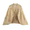 Verão Europeu e Americano Novo Design de Roupa Feminina Camisa de Manga Longa com Decote em V Solta e Confortável