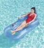Cama Flotante Inflable Cama Inflable para Agua con Parasol Agujero para Portavasos Respaldo Reclinable Silla Flotante de Ocio para Agua Fila Flotante para Adultos