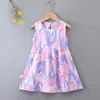 Vestido de princesa floral de verão para meninas Vestido de praia Vestido de colete de seda de algodão Vestido infantil Vestido de linha A