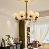 Lámpara de araña para sala de estar estilo antiguo medio con patrón de tela, lámpara para dormitorio, lámpara de comedor estilo retro americano, lámpara de araña para comedor estilo francés, estilo Nanyang