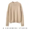 Novo Suéter de Cashmere 100% Gola Alta Meia Manga Tricô de Cinco Agulhas Espessado Outono Inverno 2025 Feminino Macio Waxy Tricô Base