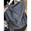 Suéter de punto de manga larga con nuevo diseño de otoño 2026 estilo coreano para mujer, top adelgazante a la moda de nicho de lujo ligero para mujer