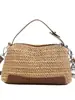 Bolso de mano tejido a rayas para mujer, nuevo de moda verano 2026, colorblock, bolso de hombro cruzado para vacaciones en la playa