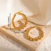 Aretes de acero de titanio del fabricante, aretes grandes de aro de acero inoxidable exagerados, diseño geométrico liso hueco, populares en Europa y América, aretes de nicho