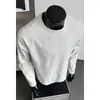 Chegada Nova Outono 2026 Estilo Hong Kong Camiseta Oversized Gola Redonda Estruturada Manga Longa M-5X HT26621-TeP19