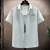 Camisa de Manga Curta para Homens, Estilo Coreano Tendência Camisa de Manga Meia-Manga Listrada para Negócios, Top Camisa Bonito, Estilo Old Money de Verão para Homens