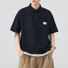 Roupas Masculinas Shanggu 2026 Verão Novo Estilo Japonês Tendência Casual Camisa Polo Corte Solto Bordada Versátil Manga Curta Modelo Masculino