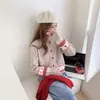 Cárdigan Jacquard de Punto Estilo Fair Isle Cuello Redondo Retro Abrigo Suéter para Mujer Sentido del Diseño Top Rejuvenecedor Ropa para Mujer