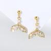 Colección de collares de vida marina para mujer cobre con incrustaciones de circonio chapado en oro real colgante estrella de mar delfín pez dorado cadena clavicular collar femenino