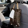 Caja de Pañuelos para Coche con Estampado de Leopardo, Portapañuelos Colgante para Coche para Mujeres, Caja Creativa Colgante para Servilletas en el Coche