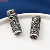 Cuentas Dzi de Pez Dorado de Plata de Ley con Anillos de Doble Fénix y Accesorios de Cuenta Cubo de Nube, Materiales Vintage Desgastados para Manualidades de Cuentas Hechas a Mano
