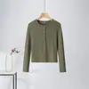Camiseta Henley Elástica de Canalé para Mujer, Manga Larga, Botones al Frente, Corte Ajustado, Base, Dulce y Picante, Deseo Puro, Primavera y Otoño 2026