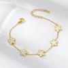 Pulsera de Acero de Titanio para Mujer, Pulsera Abierta de Mariposa Retro con Circonita y Flor, Pulsera Nicho, Pulsera Simple de Moda para Ropa de Trabajo