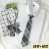 Corbata Gris Masculina Nudo Perezoso Sin Nudos Estilo Estudiante Universitario Decoración a Cuadros Corbata JK Femenina Pareja Accesorios para Camisa DK
