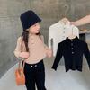 [Stock Listo Suéteres para Niñas Otoño e Invierno 2025 Nuevo Estilo Coreano Estilo para Niños Negro Suave Ceroso Ajustado de Punto para Fondo