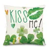 Funda de cojín con estampado de trébol de cuatro hojas, nueva, transfronteriza, para St. Funda de Cojín Decorativa de Lino para Sofá del Día de San Patricio