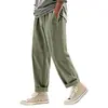 Sitio Independiente Transfronterizo Hombres Americanos Cuatro Estaciones Holgado Lino Casual Minimalista Moderno Pierna Ancha Playa Deportes Pantalones Largos Hombres