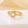 Anillo Yiluyin de Plata de Ley S925 Chapado en Oro con Citrino y Diseño de Moneda Hueca, Personalizable, Moderno, Exquisito, Anillo Abierto Ajustable