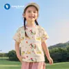 Camiseta de Manga Curta Estampada para Meninos Roupas de Verão Algodão Puro 2026 Novo Estilo Tops para Crianças Bebês Manga Meia-Estação Roupas de Verão para Crianças