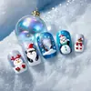 Adesivo de Unha de Natal Boneco de Neve Azul Estereoscópico com Relevo Estilo Chinês Moda Europeia e Americana Adesivo de Unha Postiça Mais Vendido