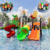 Tobogã parque infantil vila aquática externa piscina spray de água plástico fibra de vidro reforçada plástico tobogã aquático não motorizado