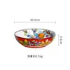 Plato Cerámico Profundo Creativo Pintado a Mano Redondo de 8 Pulgadas Plato para Sopa Casero Tazón para Ensalada Pasta Bajo Esmalte Personalizado