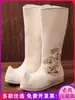 Sapatos de casamento de sola plana, botas chinesas tradicionais para homens, sapatos Hanfu, design antigo estilo Ming, sapatos com laço originais que aumentam a altura, botas de artes marciais
