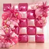 Fondo Cuadrado de Doble Cara con Cintas Globos de Papel de Aluminio Decoración de Fondo para Fiesta de Cumpleaños Celebración de Boda Suministros