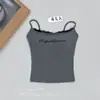 Nuevo top sin mangas sexy estilo coreano, ajustado, dulce y fresco para mujer con almohadillas en el pecho, adecuado para usar como prenda exterior, adelgazante, con estampado de letras y encaje 0451