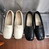 Tacones Altos, Tacones Medianos, Capa Única de Piel de Vaca de Punta Cuadrada de Boca Baja Primavera y Verano 2025 Zapatos de Moda de Cuero Tacón Grueso para Mujer Color Puro