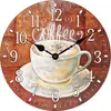Relógio de Parede de Xícara de Café, Estilo Country Europeu e Americano, Relógio de Parede Decorativo de Madeira Silencioso Criativo, Decoração Moderna e Criativa