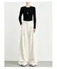 Calça de Terno de Lã Feminina, Novo Estilo Outono/Inverno 2026, Cintura Alta, Drapeada, Engrossada, Calça Reta de Lã Cinza, Perna Larga, Macia