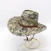 Chapéu de Palha Masculino de Verão para Pesca ao Ar Livre Aba Reta Sombreamento Protetor Solar Praia Litoral Chapéu Cowboy Ocidental Chapéu de Sol