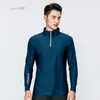 Roupa de Corrida Manga Longa Secagem Rápida Masculina Slim Respirável Meio Zíper Camiseta Esportiva Top para Maratona Basquete Treinamento Físico