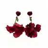 Aretes Borla Flor Rosa Romántica Retro Francesa Mori Super Hada Rojo Nicho Elegante Joyería Boda Vacaciones