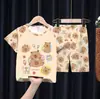 Pijama Infantil 2026 Verão Manga Curta Shorts para Crianças Maiores, Conjuntos de Desenho para Meninos, Roupas Fofas para Casa para Meninas