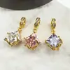 Pingente Quadrado de Zircônia Banhado a Ouro Real 18K Estrela Pequenas Contas de Gota Acessórios para Joias DIY