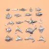 Set de 21 Colgantes y Accesorios de Peces de Plata Antigua, 21 Estilos, 1 de Cada Uno, alrededor de 30g por Set