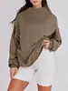 Sudadera con cuello para mujer, ajuste holgado, comercio exterior europeo y americano, Otoño/Invierno 2024, Pulóver liso de manga larga, Transfronterizo de Amazon