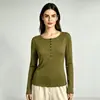 Nueva camisa básica de otoño para mujer con cuello henley de manga larga, corte ajustado, prenda interior clásica, alta elasticidad, top cómodo, venta al por mayor