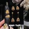 Pendientes de Calabaza con Hilo Antiguo Estilo Chino Nuevo Traje de Calabaza Dibujo de Alambre Exquisita Combinación de Anillo Folu