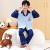 Novos Pijamas Infantis para Meninos, Roupa Térmica de Manga Longa para Primavera e Outono para Crianças Mais Velhas, Conjunto de Cardigan e Roupa de Casa para Meninas 2025