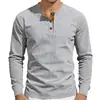 Camiseta Masculina Amazon Outono/Inverno Camurça Camada Interna Top Vintage Stretch Slim Fit Gola Henley Manga Longa Camisa Base