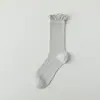 Calcetines de Seda Transpirables para Mujer, Calcetines de Verano Finos de Media Pantorrilla con Bordes Fruncidos, Calcetines Lolita Jk Calados, Algodón Transpirable de Malla