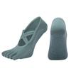 [Venta al por mayor de fábrica] Calcetines de yoga de cinco dedos con doble tira cruzada, calcetines de moda sin espalda para danza, calcetines deportivos para fitness en interiores
