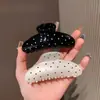 Pinza para el Cabello de Lunares Blanco Crudo Estilo Francés Retro, Nueva Elegante Pinza de Tiburón para Peinado Recogido en la Parte Trasera de la Cabeza, Accesorio de Cabello de Alta Gama