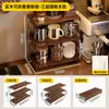 Portavasos de Madera Maciza Estante para Tazas de Agua de Escritorio Taza de Té Taza de Café Organizador Plegable para Exteriores Estante de Almacenamiento para Aparador